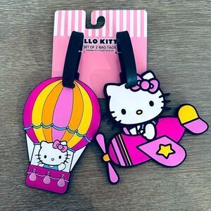 Hello Kitty Sanrio Pink Airplane Hot Air Balloon Travel Luggage ID Tags